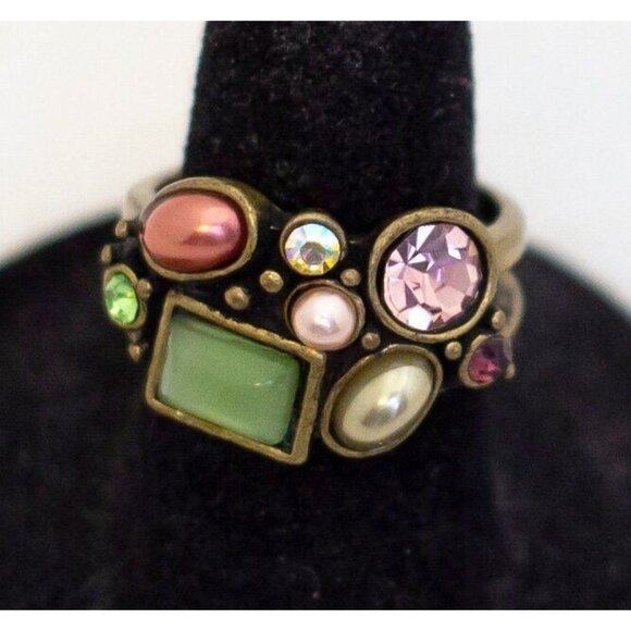 Size 7, Vintage Art Deco Multi Stones Stylish Ring - A23 - Picture 1 of 3